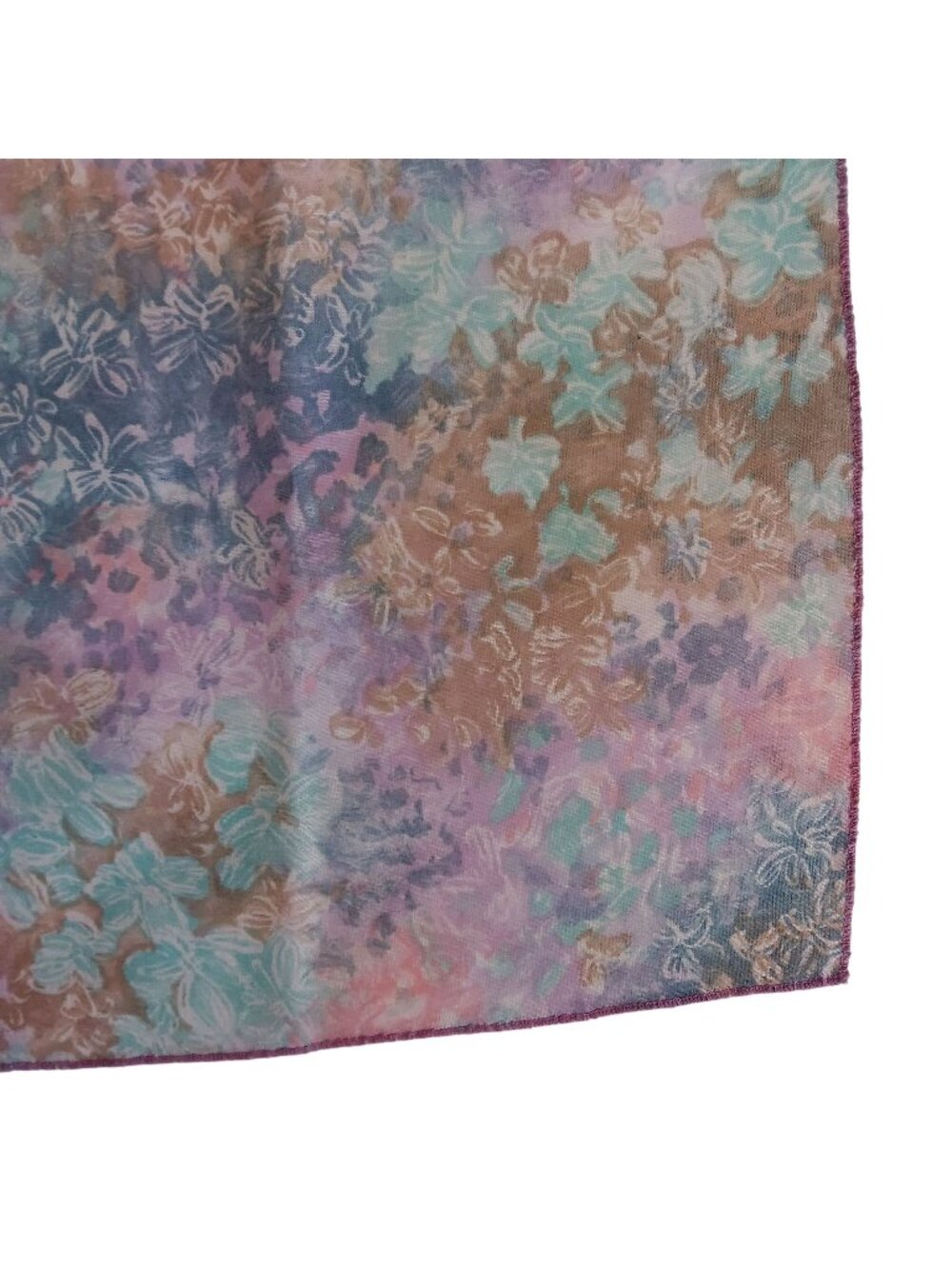 Vintage Floral Scarf With Pastel Blumenmuster Square Wrap 21x20" Boho Hippy 70's